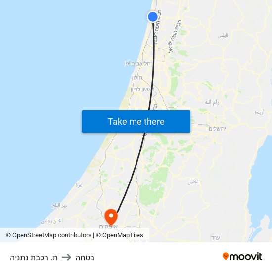 ת. רכבת נתניה to בטחה map