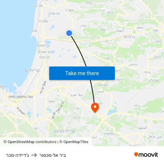 ג'דיידה-מכר to ביר אל-מכסור map