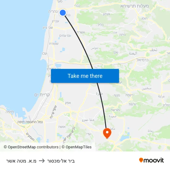 מ.א. מטה אשר to ביר אל-מכסור map