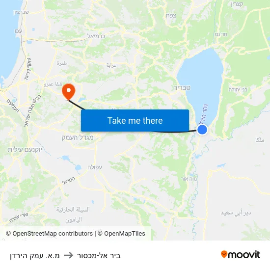מ.א. עמק הירדן to ביר אל-מכסור map