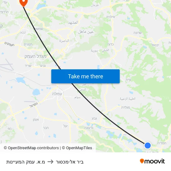 מ.א. עמק המעיינות to ביר אל-מכסור map