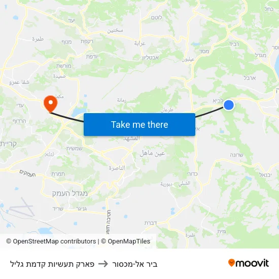 פארק תעשיות קדמת גליל to ביר אל-מכסור map