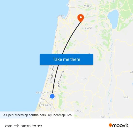 מעש to ביר אל-מכסור map