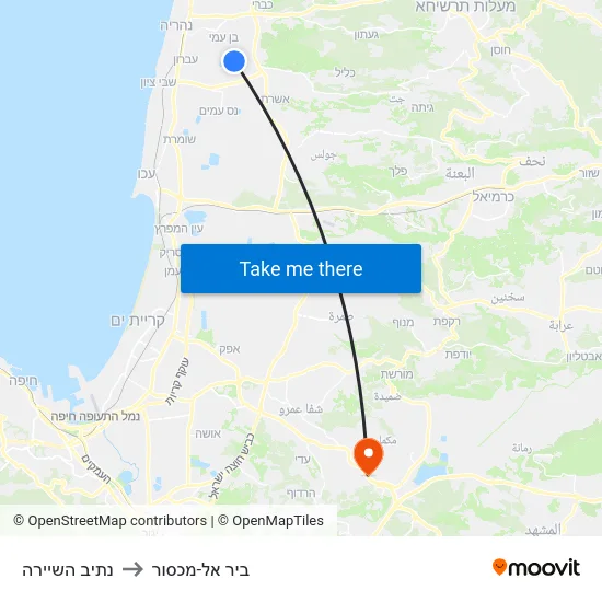 נתיב השיירה to ביר אל-מכסור map