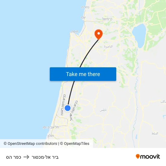 כפר הס to ביר אל-מכסור map