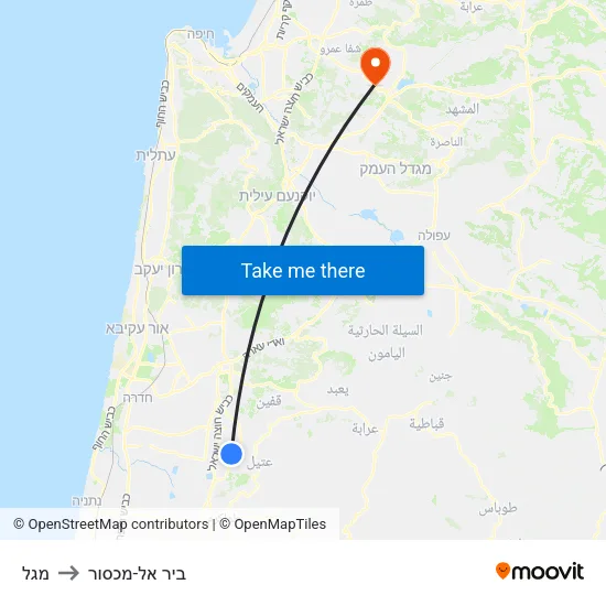 מגל to ביר אל-מכסור map