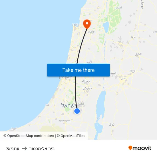 עתניאל to ביר אל-מכסור map