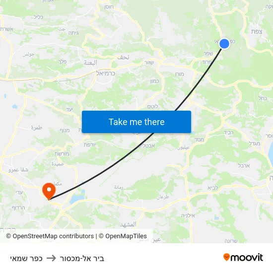 כפר שמאי to ביר אל-מכסור map