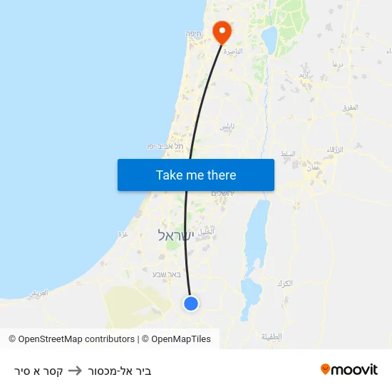 קסר א סיר to ביר אל-מכסור map