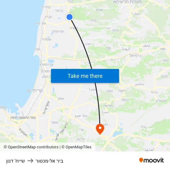 שייח' דנון to ביר אל-מכסור map