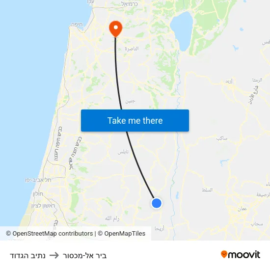 נתיב הגדוד to ביר אל-מכסור map