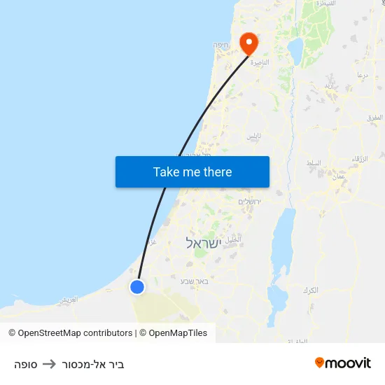 סופה to ביר אל-מכסור map
