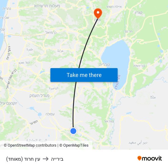 עין חרוד (מאוחד) to בירייה map