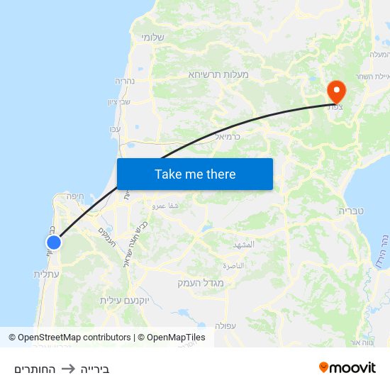 החותרים to בירייה map