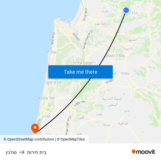 סח'נין to בית חירות map