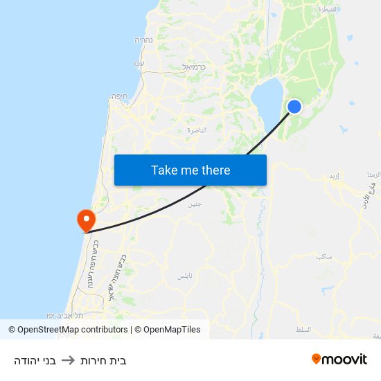 בני יהודה to בית חירות map