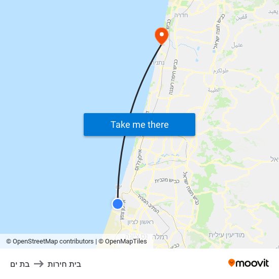 בת ים to בית חירות map