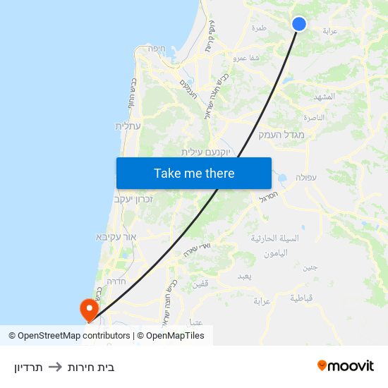 תרדיון to בית חירות map