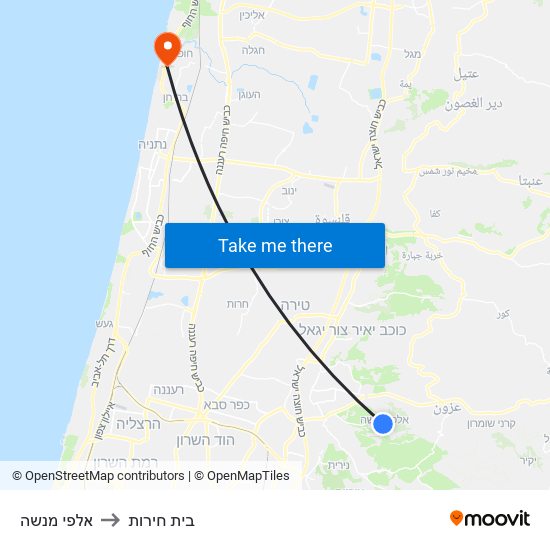 אלפי מנשה to בית חירות map