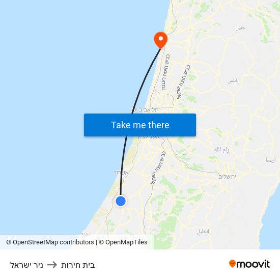 ניר ישראל to בית חירות map