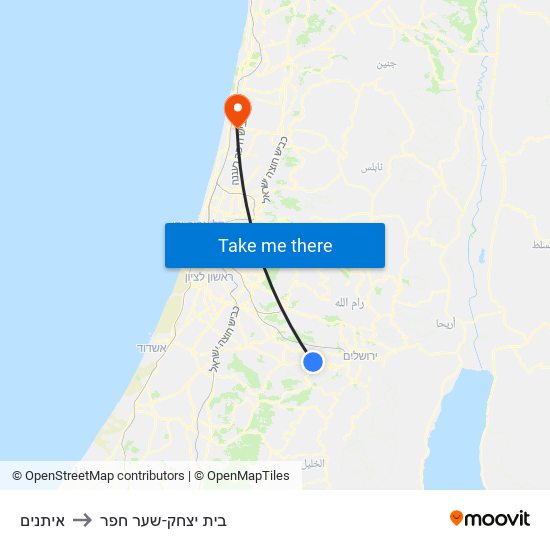 איתנים to בית יצחק-שער חפר map