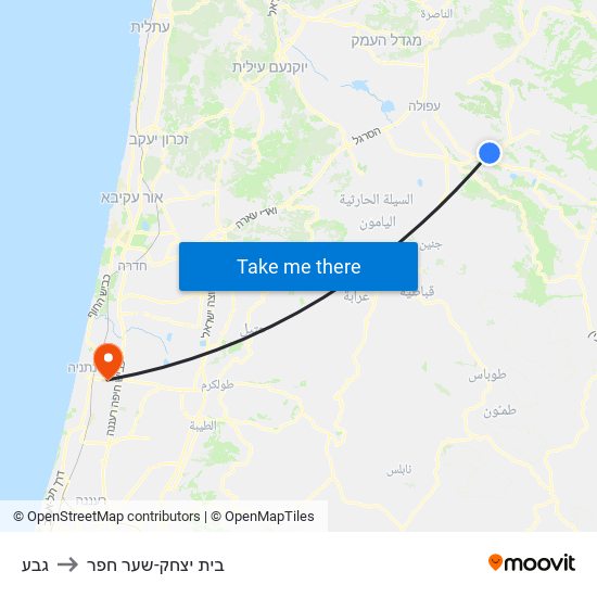 גבע to בית יצחק-שער חפר map