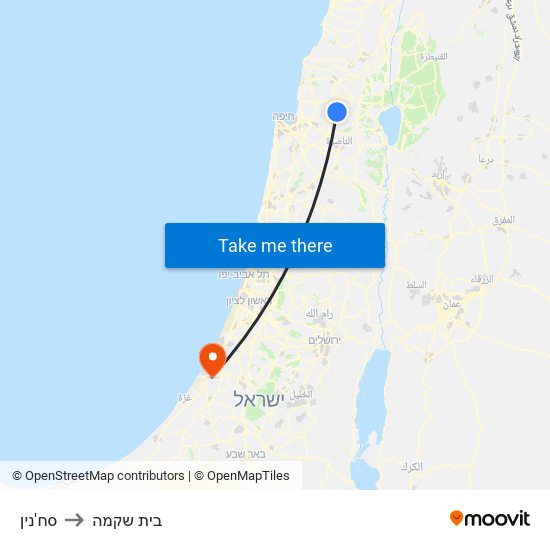 סח'נין to בית שקמה map