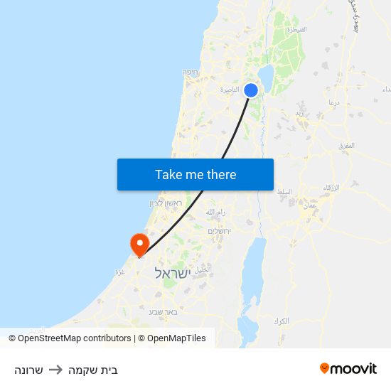 שרונה to בית שקמה map