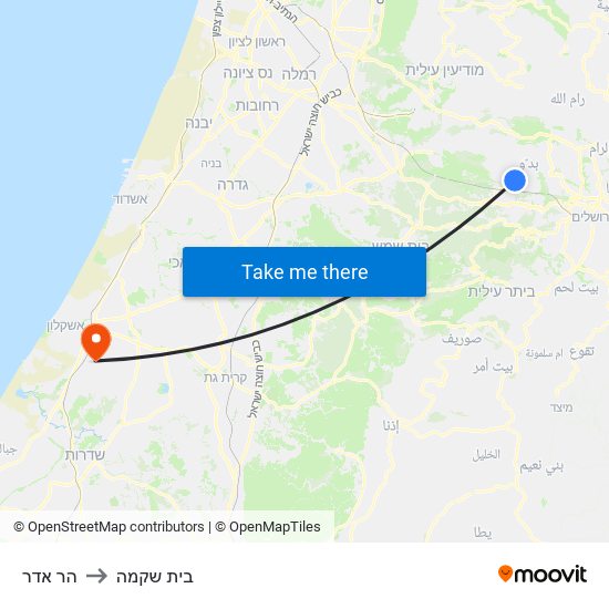 הר אדר to בית שקמה map