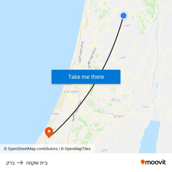 ברק to בית שקמה map