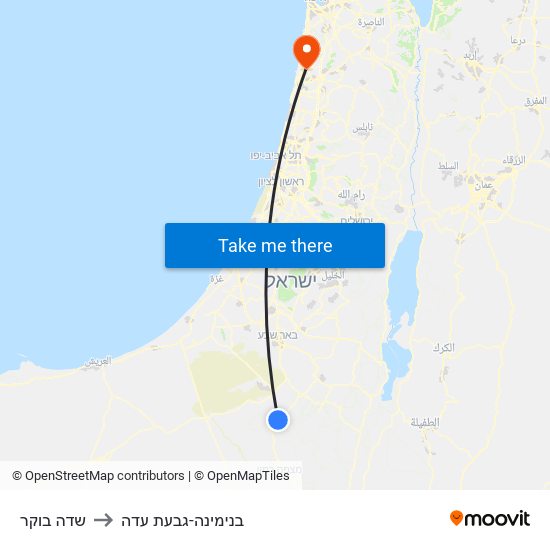 שדה בוקר to בנימינה-גבעת עדה map