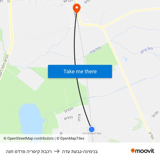 רכבת קיסריה פרדס חנה to בנימינה-גבעת עדה map