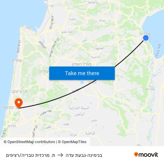 ת. מרכזית טבריה/רציפים to בנימינה-גבעת עדה map