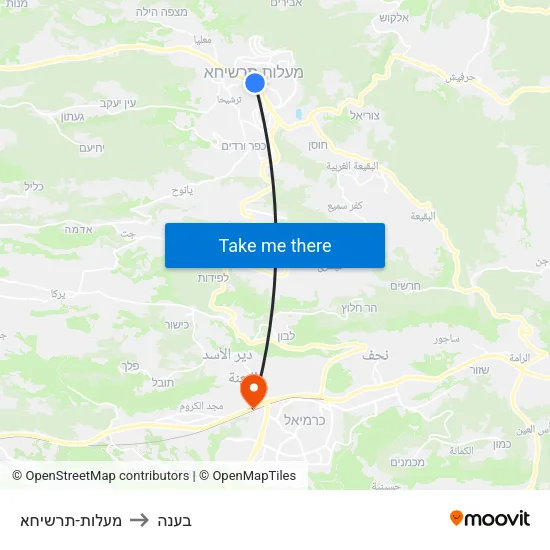 מעלות-תרשיחא to בענה map