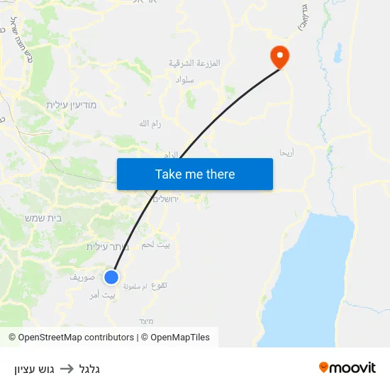 גוש עציון to גלגל map