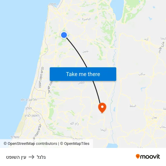 עין השופט to גלגל map