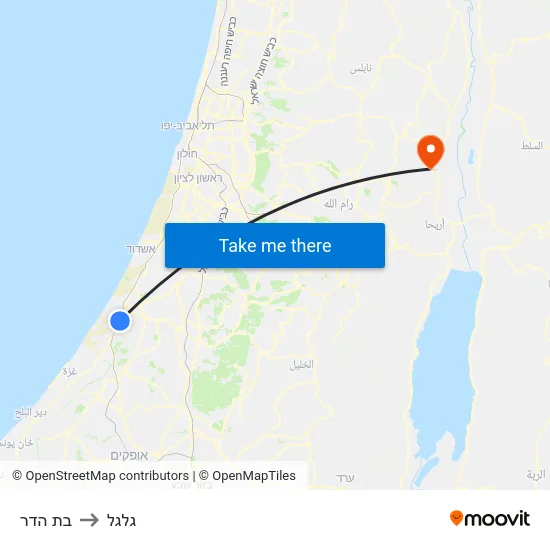 בת הדר to גלגל map
