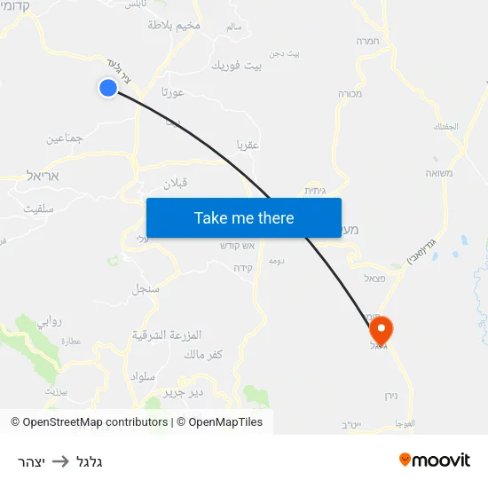 יצהר to גלגל map