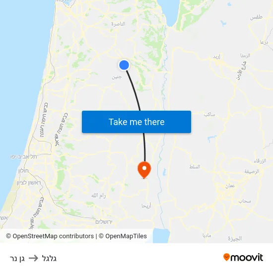 גן נר to גלגל map