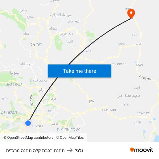 תחנת רכבת קלה תחנה מרכזית to גלגל map