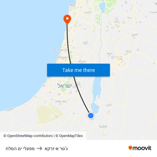 מפעלי ים המלח to ג'סר א-זרקא map