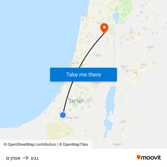 אופקים to גבע map