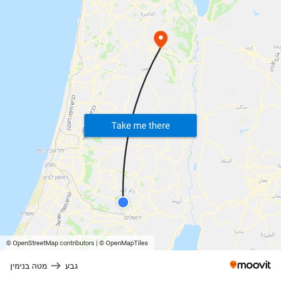 מטה בנימין to גבע map