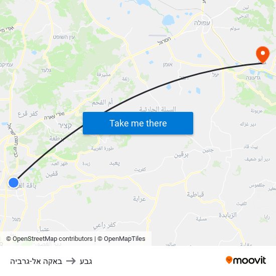 באקה אל-גרביה to גבע map