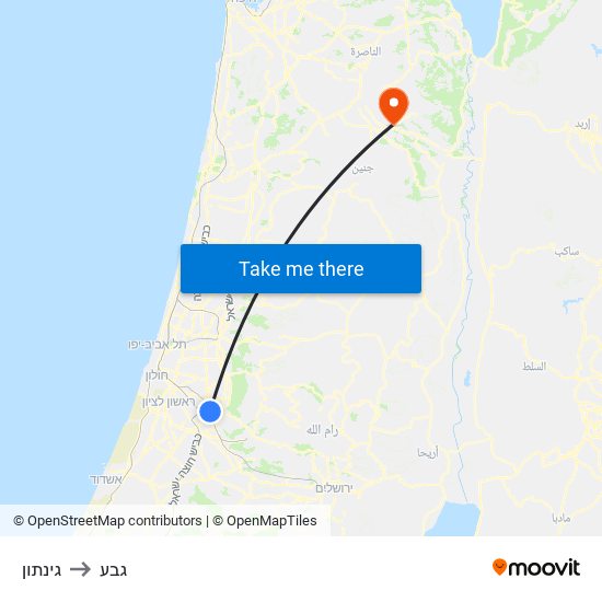 גינתון to גבע map