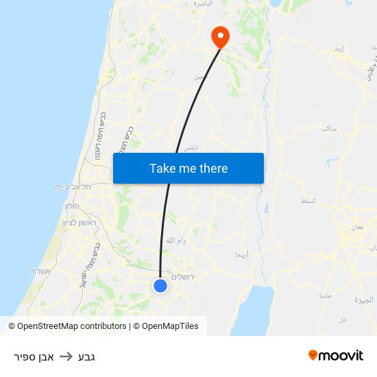 אבן ספיר to גבע map