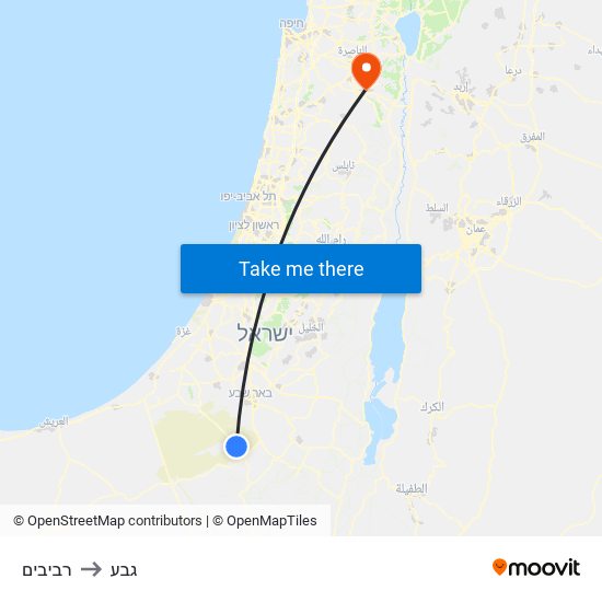 רביבים to גבע map