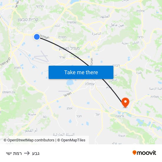 רמת ישי to גבע map