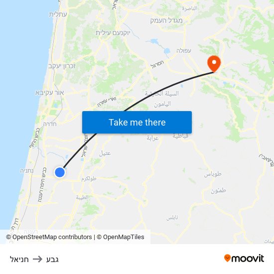 חניאל to גבע map