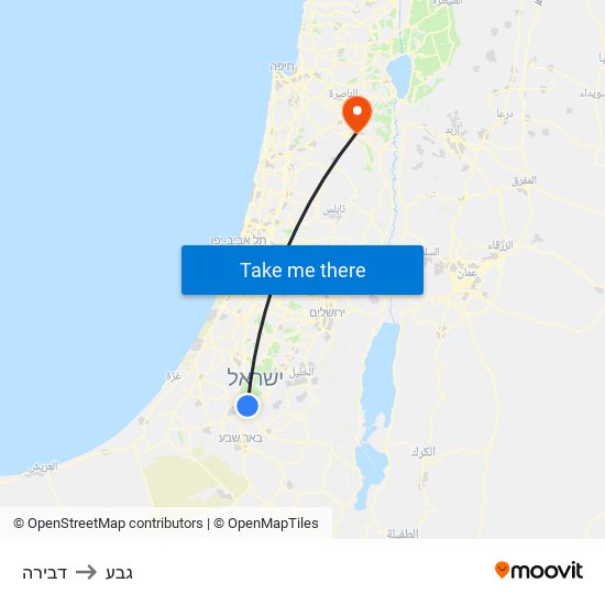 דבירה to גבע map